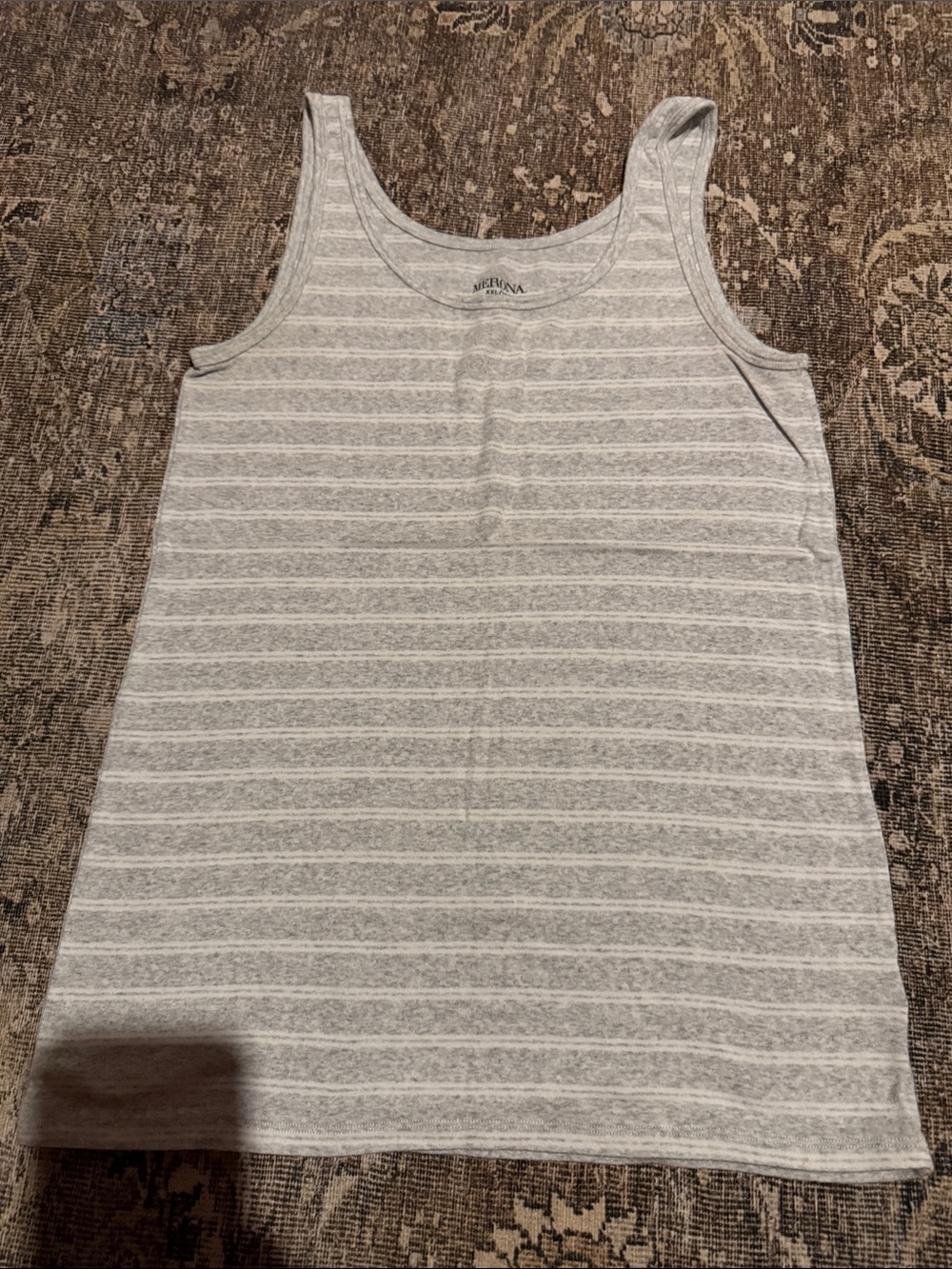 Merona Gray & White Striped Tank Top - XXL
